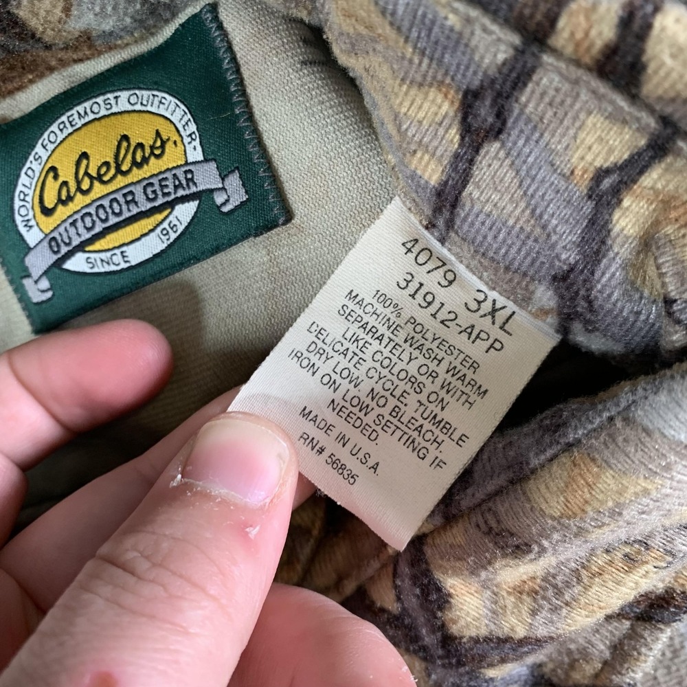 Vintage Cabelas Shirt Mens 3XL Brown Skyline Camo Long Sleeve Hunting 90s USA - Picture 5 of 11
